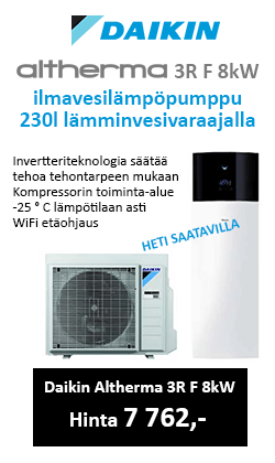 Daikin Altherma 3R F Split 8kW ilmavesilämpöpumppu 230l varaajalla pohjoisen kylmiin olosuhteisiin!