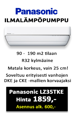 Panasonic ilmalämpöpumppu LZ 35 TKE sopii matalan korkeutensa ansiosta vanhan ilmalämpöpumpun korvaajaksi!