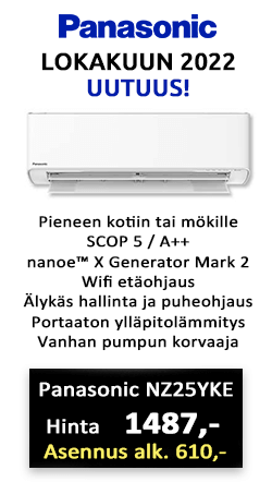 Uusi Panasonic NZ25 YKE ilmalämpöpumppu on nyt entistä tehokkaampi! Hinta 1487€, asennettuna alk. 2094€