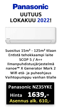 Uudistunut Panasonic NZ35 YKE ilmalämpöpumppu on täydellinen valinta energian säästöön! Hinta 1639€, asennettuna alk. 2247€