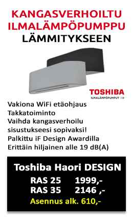 Uudet Toshiba Haori DESIGN 25 ja 35 ilmalämpöpumput vaihdettavalla kangasverhoilulla lämmitykseen. Katso myös viilennysmallit Toshiba Haori DESIGN 10, 13 ja 16