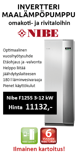 Nibe F1255 3-12kW invertterimaalämpöpumppu omakotitaloon ja rivitaloon, hinta 111132€