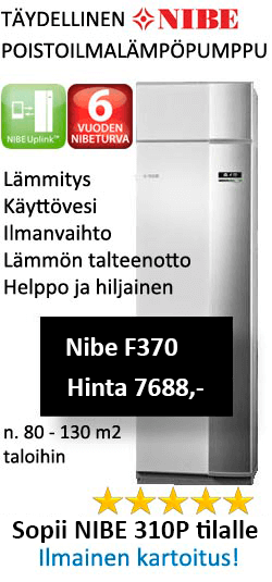 Tarjous! Poistoilmalämpöpumppu Nibe F370 edulliseen hintaan 7688€