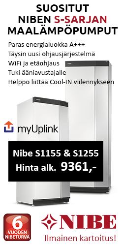 Niben uudet S-sarjan maalämpöpumput; S1155 ja S1255 maalämpöpumput hinta alk. 9361 €