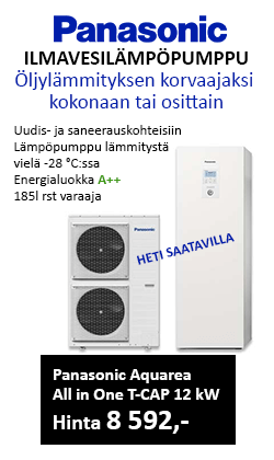 Panasonic Aquarea All in One T-CAP 12 kW ilmavesilämpöpumppu uudis- ja saneerauskohteisiin