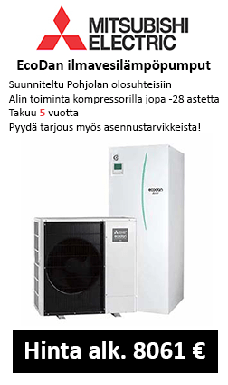 Ilma/vesilämpöpumppu Mitsubishi Electric EcoDan edullisesti asennettuna, kysy tarjous!