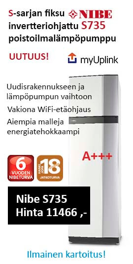 UUTUUS! S-sarjan fiksu invertteriohjattu Nibe S735 poistoilmalämpöpumppu edulliseen hintaan 11 466 € 