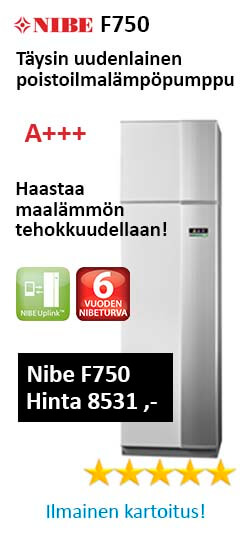 Täysin uudenlainen poistoilmalämpöpumppu Nibe F750 haastaa maalämmön tehokkuudellaan! Hinta 8531 €