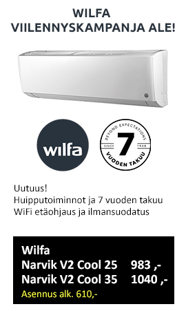 Ilmalämpöpumppu ale! Wilfa Narvik 25 ja 35 V2 Cool viilentävät ilmalämpöpumput tarjouksessa, katso lisää!