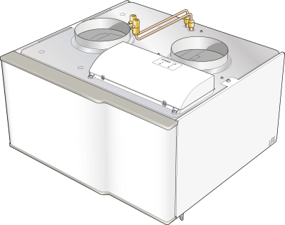 Nibe tuloilmamoduuli asennetaan Nibe F7450 poistoilmalämpöpumpun yhteyteen, jolloin yksi järjestelmä hoitaa ilmanvaihdon, lämmityksen ja käyttöveden tuoton.
