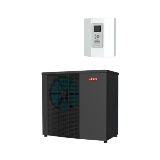 Jäspi Basic Nordic R 8 kW -ilmavesilämpöpumpun sisäyksikkö ja ulkoyksikkö. LVI: 5363602