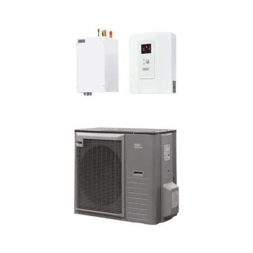 Jäspi Basic Split 6 kW ilma-vesilämpöpumpun sisäyksikkö ja ulkoyksikkö. LVI: 5360191