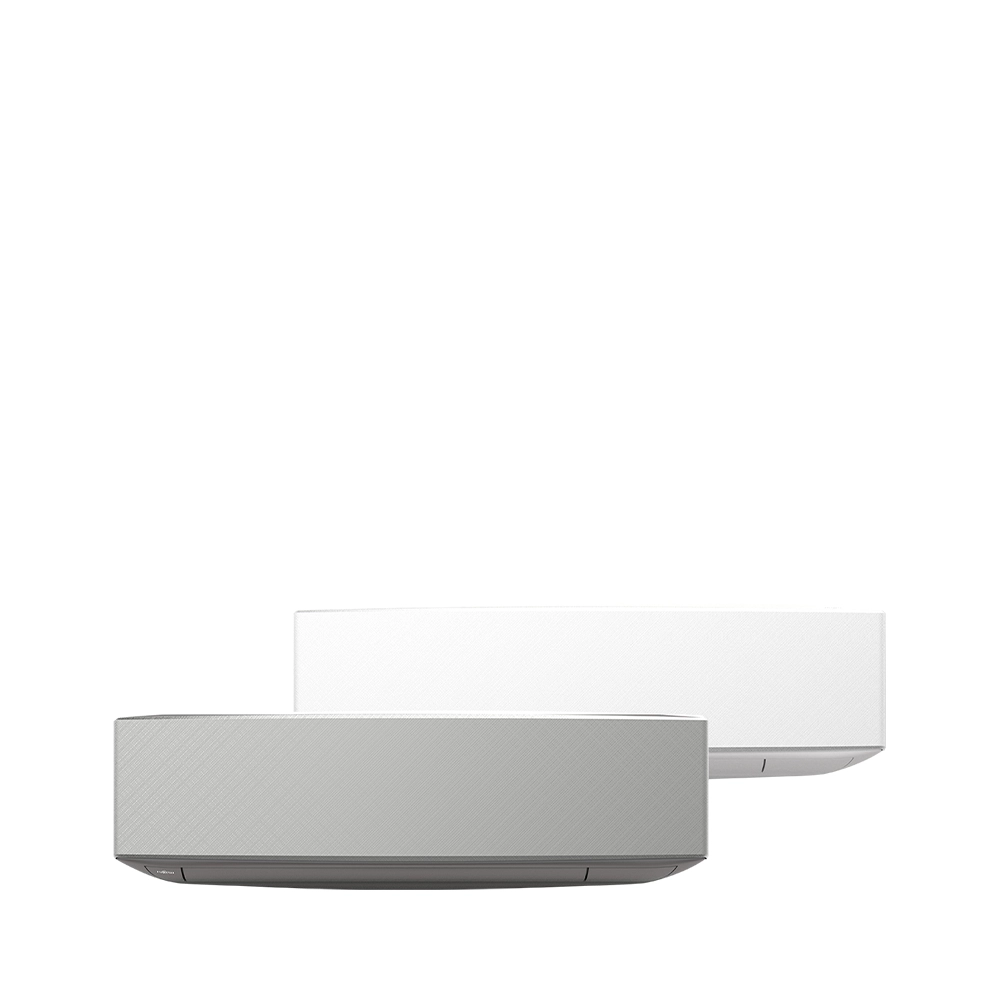 Fujitsu Stylish Design ilmalämpöpumpun sisäyksiköt valkoisena ja hopeanharmaana
